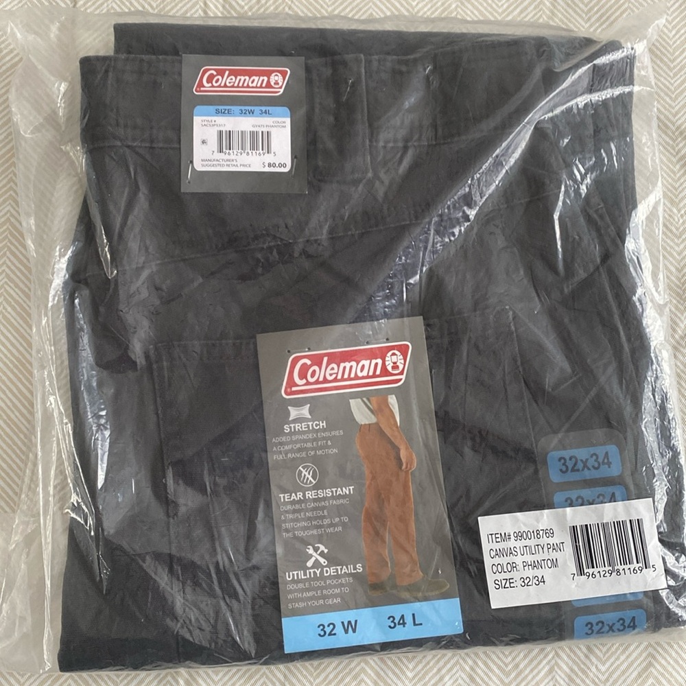 NWT Mens Coleman utility pants 32W/34L